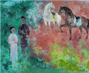 VCD 木の下で話すアジア人 Oil Paintings